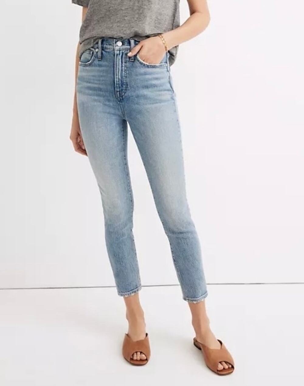 MADEWELL High Rise Skinny Crop Jeans Gleeson Wash 24